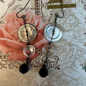 Hand Crafted Vintage MOP Shell and faceted glass Earrings